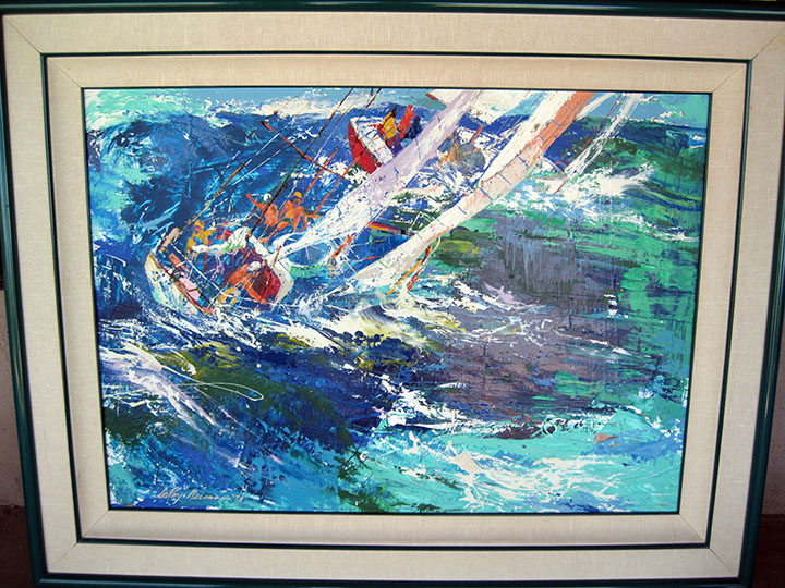 Leroy Neiman High Seas Sailing Original Oil on Board 1975